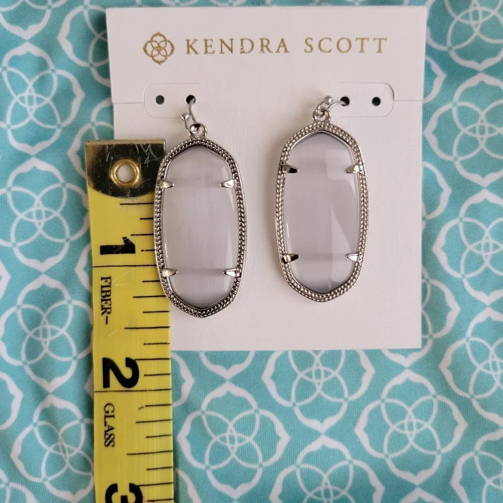 Elle Silver Drop Earrings In Slate Cats Eye